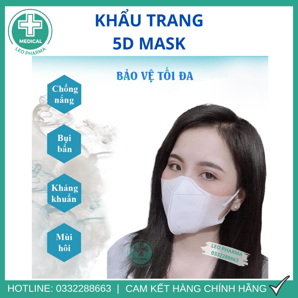 [Set 100 Cái] Khẩu Trang 5D NAMI Chính Hãng 3 Lớp Ngăn Ngừa Bụi, Không Lem Son, Lọc Bụi Mịn Chống Tia UV