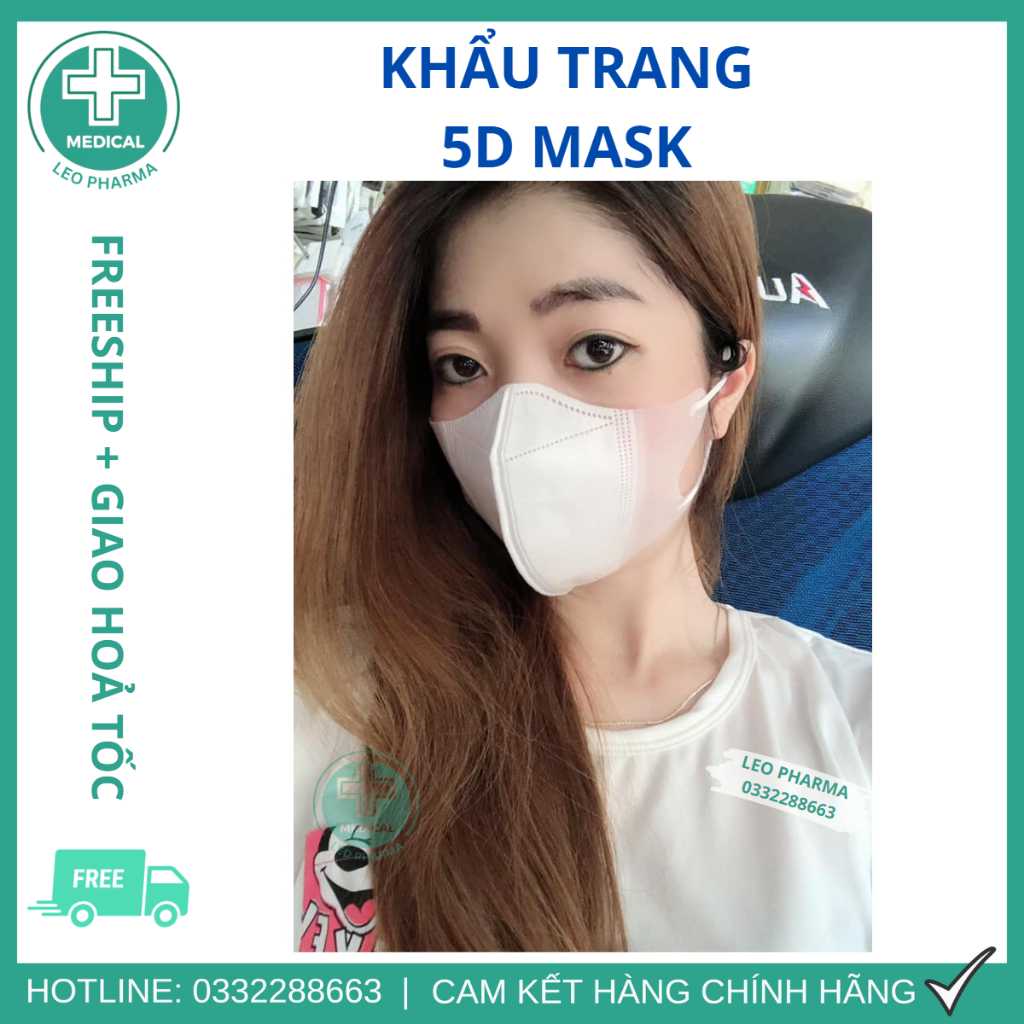 [Set 100 Cái] Khẩu Trang 5D NAMI Chính Hãng 3 Lớp Ngăn Ngừa Bụi, Không Lem Son, Lọc Bụi Mịn Chống Tia UV