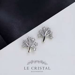 Bông tai bạc le cristal, khuyên tai hình cây đính đá