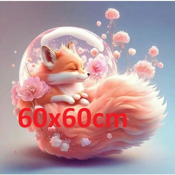 (Vải 11CT) Tranh thêu chữ thập hoạt hình tiểu hồ ly 27 4