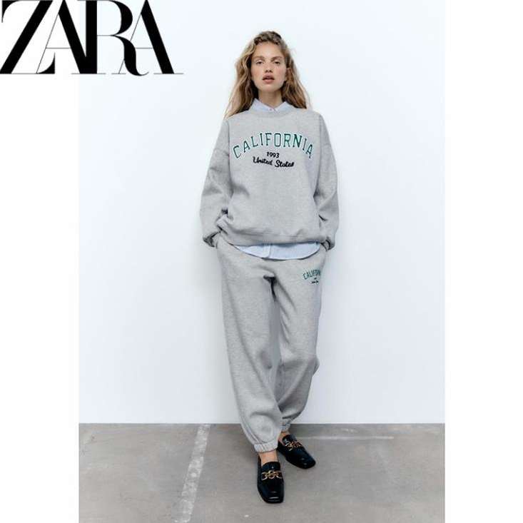 Áo Nỉ Zara made in Morocco chữ CALI với quần nỉ cùng bộ nữ