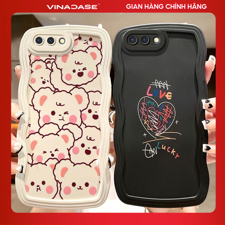 Ốp lưng Vina Case Samsung A12/A13/A23/A32/A33/A04S/A14/...trong cạnh gợn sóng hình Gấu Má Hồng