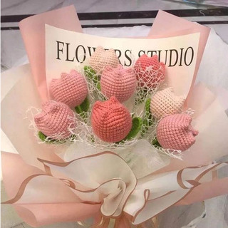 Diy đan móc hoa len - set nguyên liệu tự làm bó hoa tulip ladyco