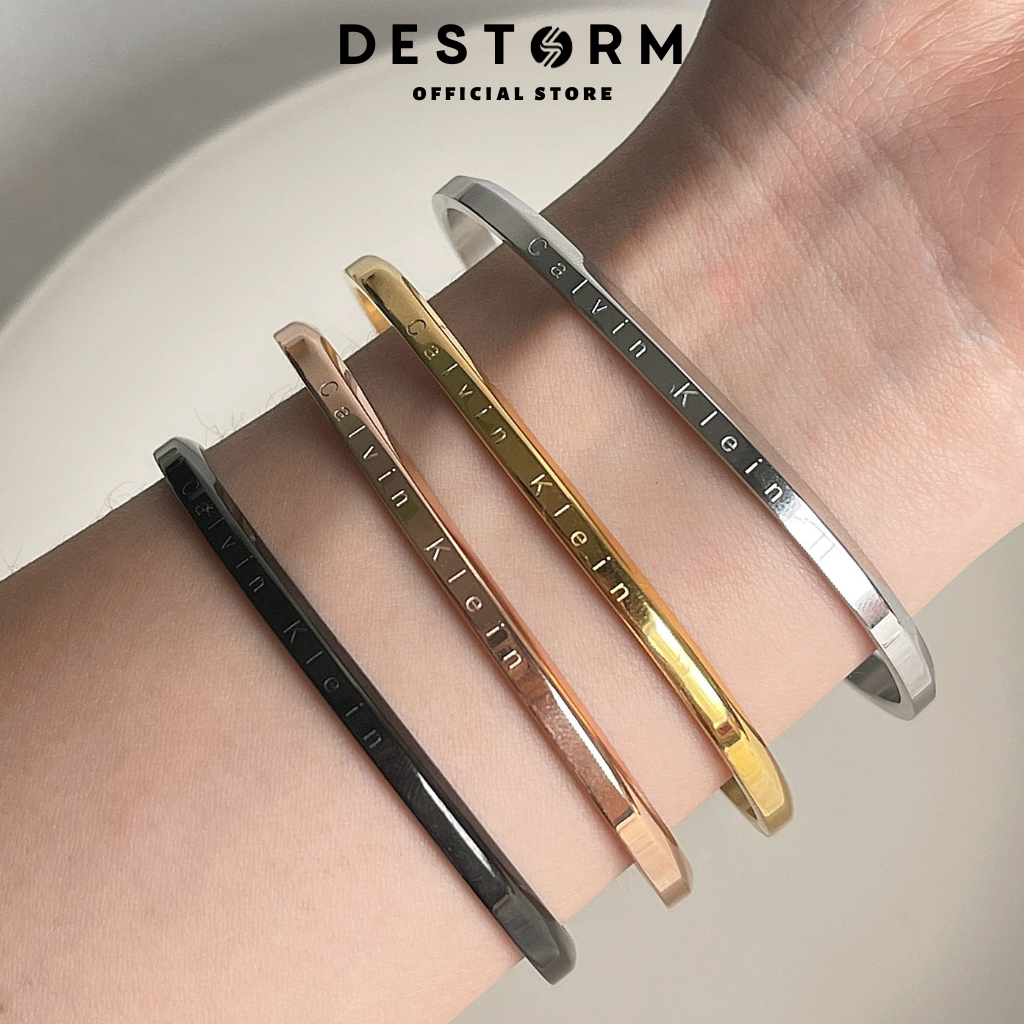 Vòng tay cuff CK cặp đôi khắc tên theo yêu cầu Lắc tay unisex nam nữ thép titan cao cấp không đen gỉ - DSA 02