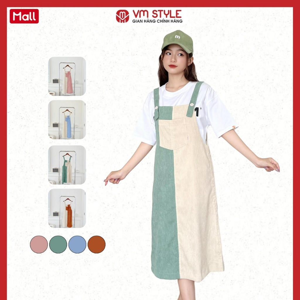 Yếm dài nữ VMSTYLE Bigsize phối màu túi trước 2 nút 16165 - YVU00003