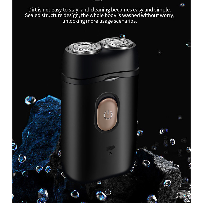 Máy cạo râu mini , Dao cạo lông râu hai lưỡi mới dành cho nam giới có thể sạc lại