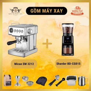 Máy pha cafe espresso gia đình Micae EM 3212 chuyên nghiệp, máy cà phê mini tự động 1350W - 20bar