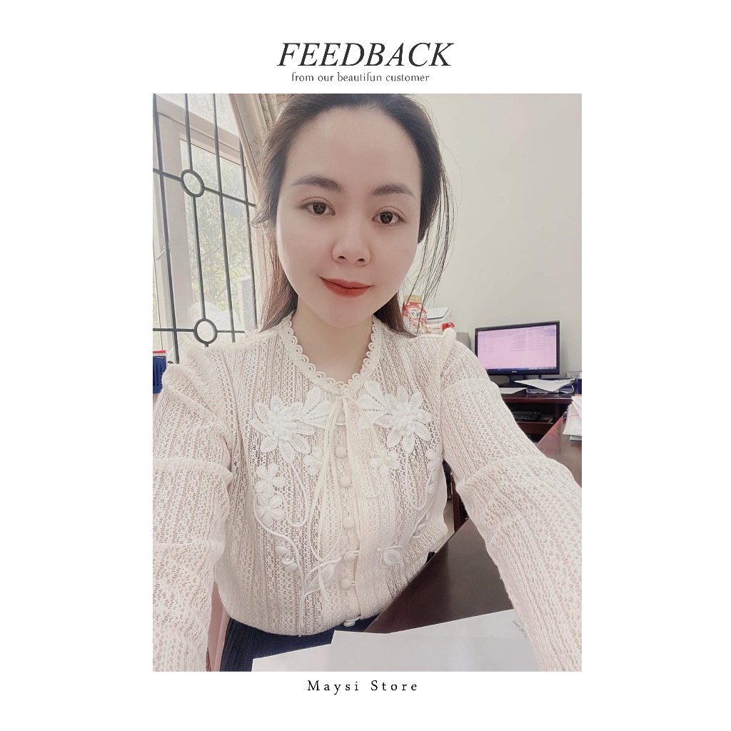 Áo sơ mi ren Maysi họa tiết thêu hoa