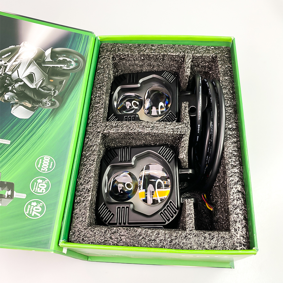 Đèn Trợ Sáng Bi Cầu BMU P66 45W/12.24V/DC Sáng 2 Màu Pha Laser Xa