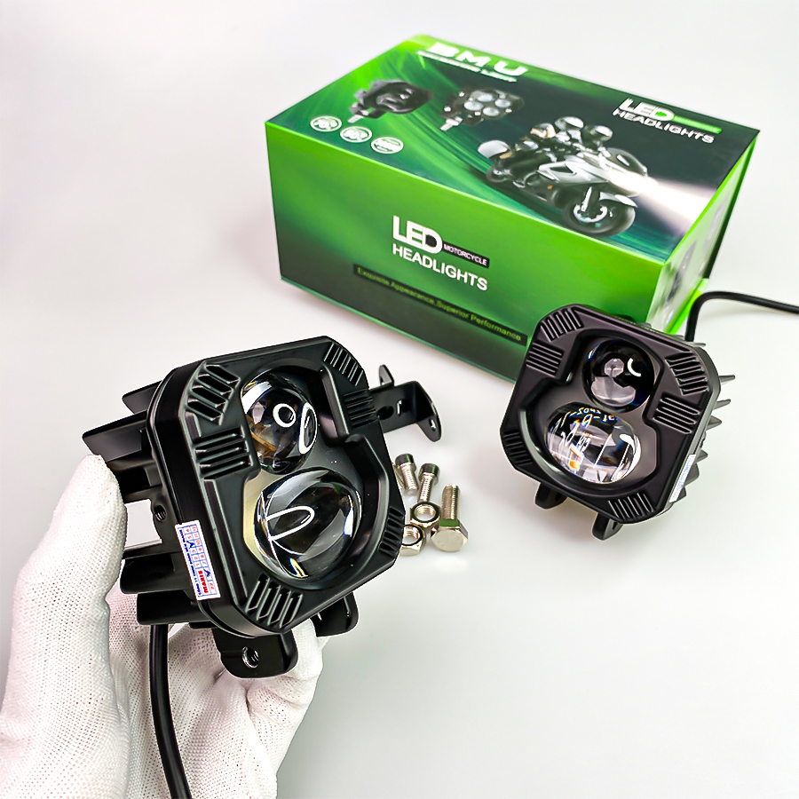 Đèn Trợ Sáng Bi Cầu BMU P66 45W/12.24V/DC Sáng 2 Màu Pha Laser Xa