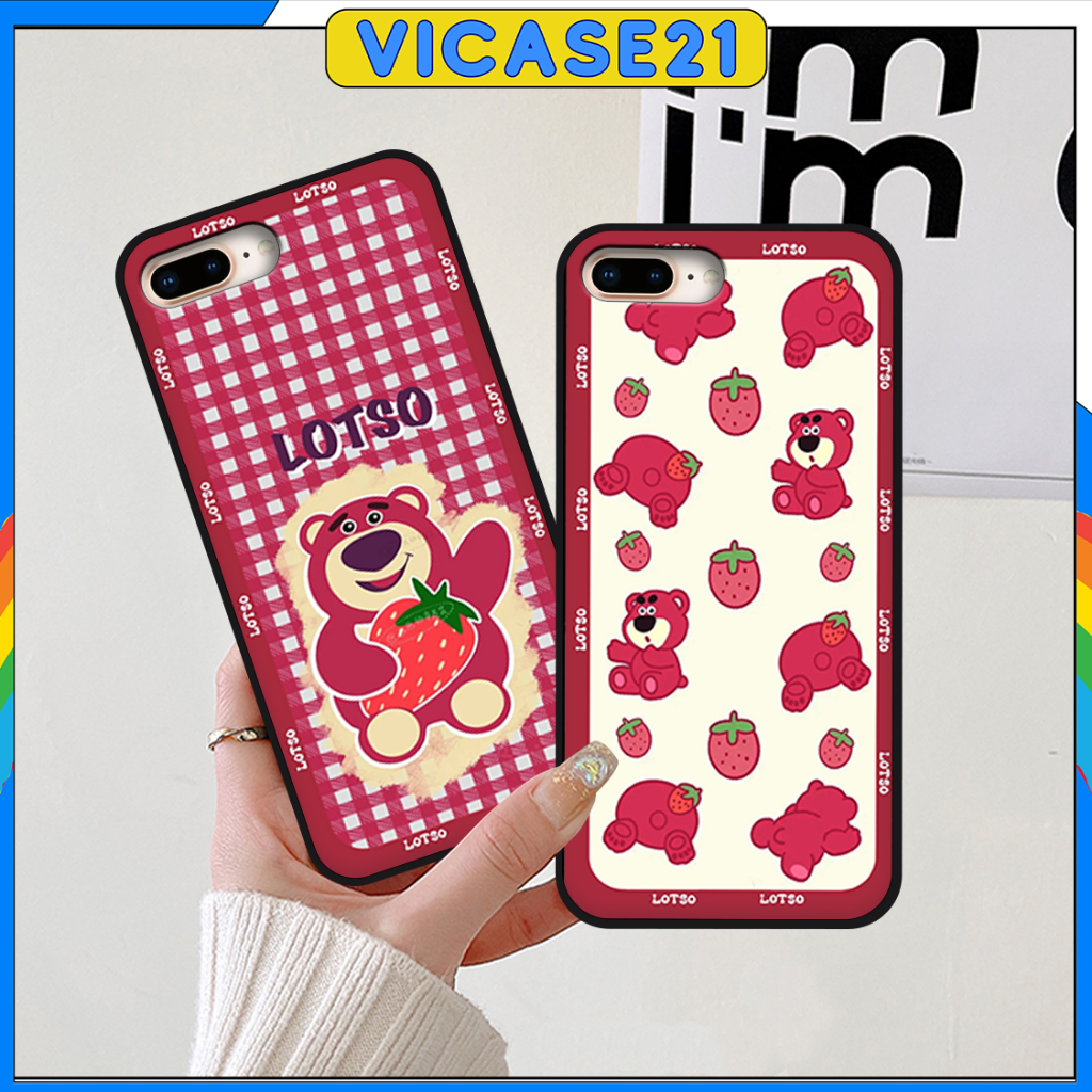 Ốp Iphone 5/6/6s/6 Plus - Iphone 7/8/7 Plus/8 Plus In hình Gấu Dâu Lotso đáng yêu cực trend