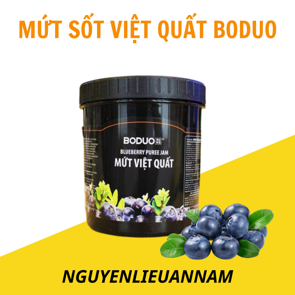 Mứt Sốt Việt quất Boduo hộp 1,3kg hương vị tự nhiên, chuyên dùng trong pha chế