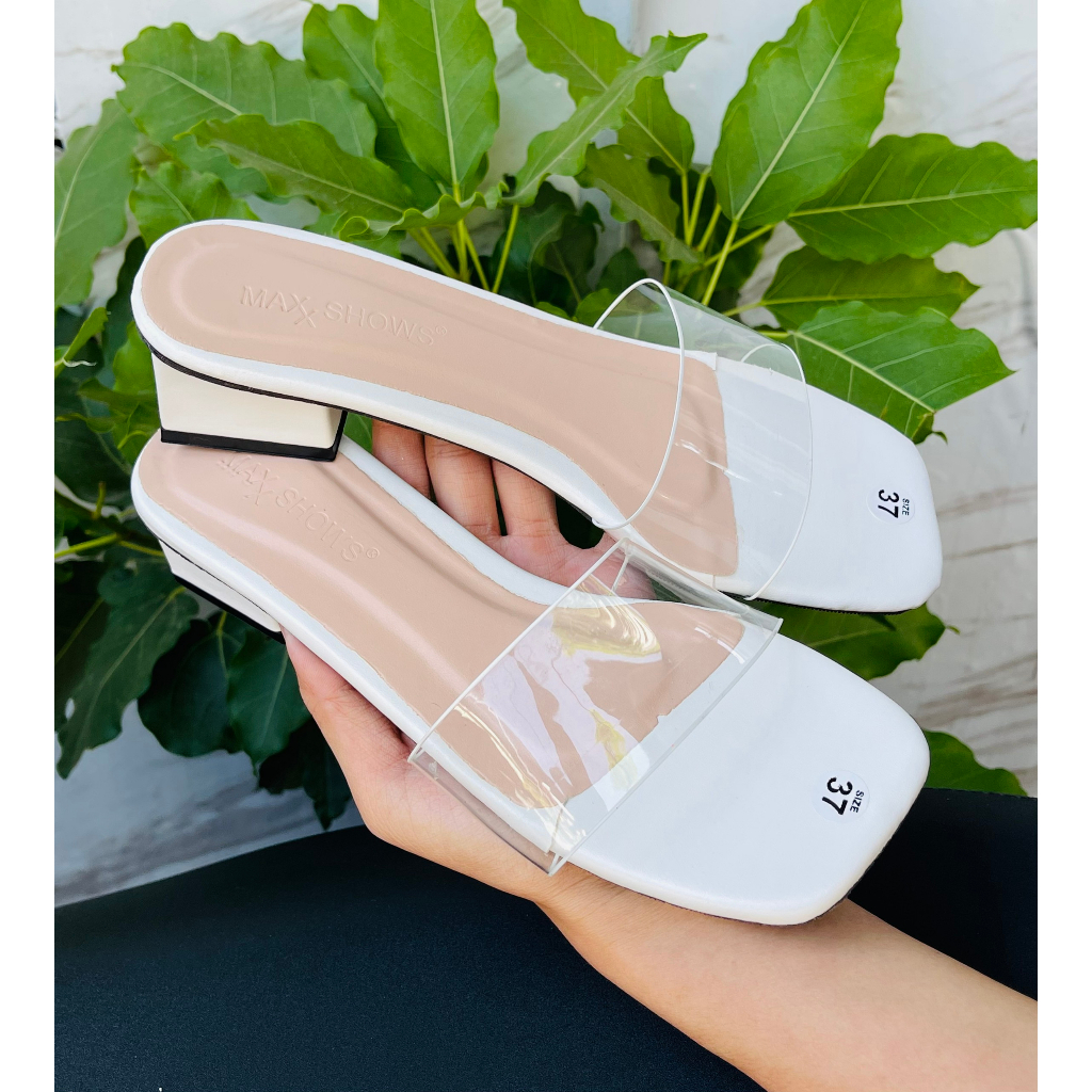 Dép Cao Gót 3P Quai Trong 3 Màu Siêu Đẹp