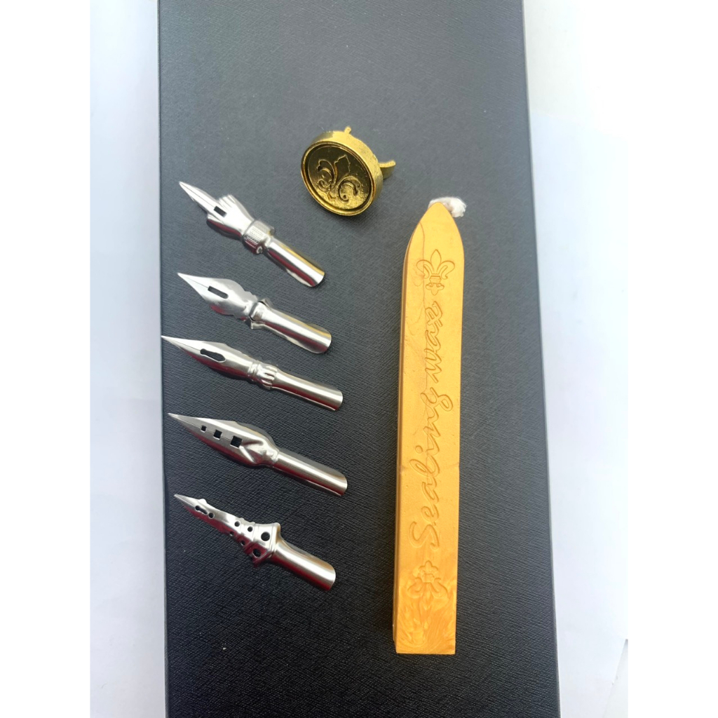 Set bút quản chéo và quản thẳng kèm 5 ngòi khác nhau - 1545.DH446426. HỘP BÚT THƯ PHÁP GỖ SP 250