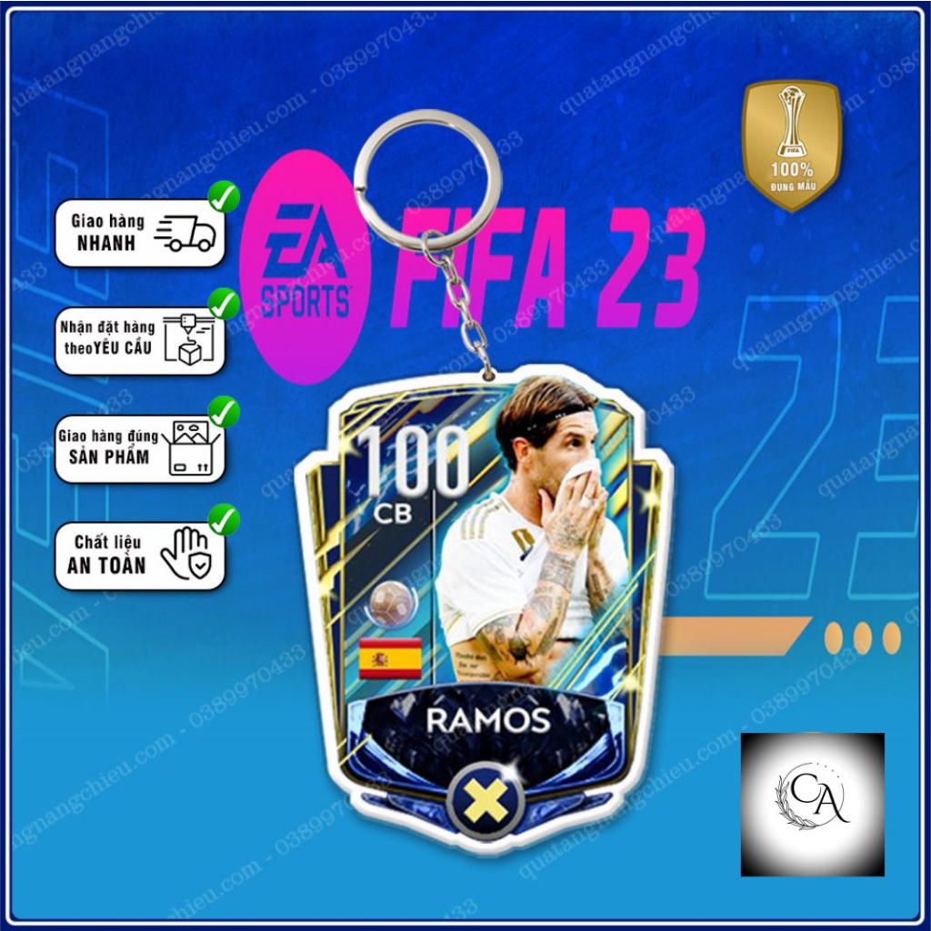Móc Khóa Ramos, thẻ cầu thủ bóng đá - Thiết kế với mọi cầu thủ ☘️MÓC KHÓA THẺ CẦU THỦ☘️
