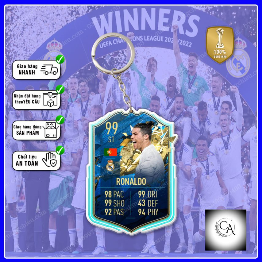 Móc Khóa Cristiano Ronaldo, CLB bóng đá Real Madrid ☘️MÓC KHÓA THẺ CẦU THỦ☘️
