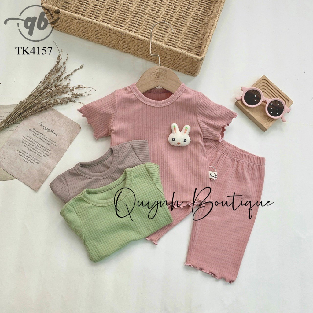Bộ quần áo trẻ em Quỳnh Boutique set rời quần lửng gắn hình cho bé