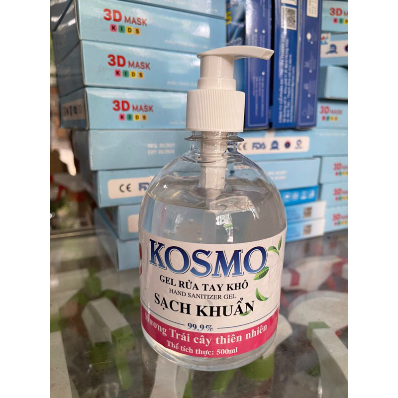 Gel khô rửa tay sát khuẩn nhanh khô , chai 500 mL có vòi xịt .