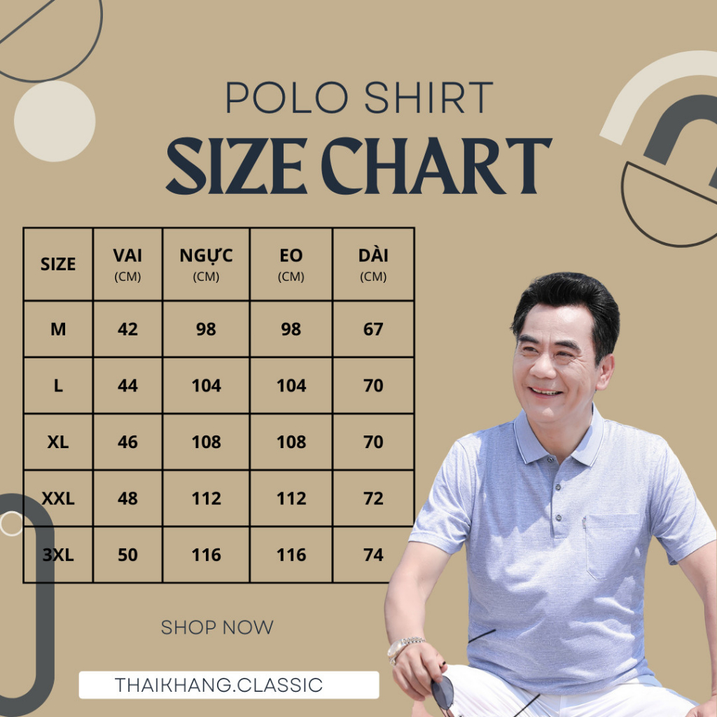 Áo thun nam trung niên họa tiết Thái Khang loại áo polo cho bố vải cotton tự dệt form classic ATHUN54