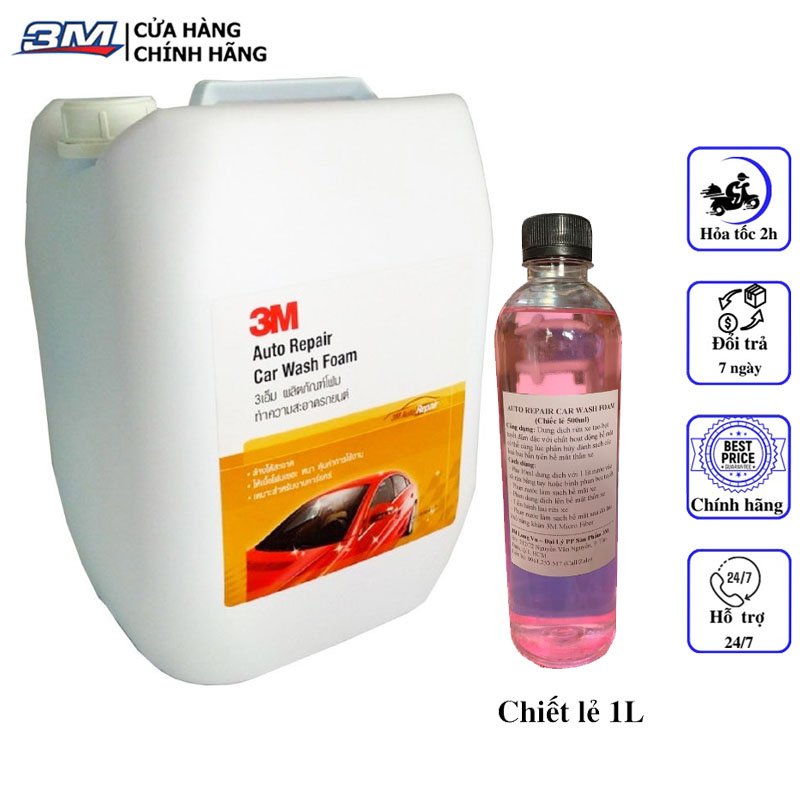 Xà Bông Rửa Xe Bọt Tuyết, Rửa Xe Máy Xe Ô Tô, Nước Rửa Xe Bọt Tuyết 3M Car Wash Foam 10L, chiếc lẻ 1L - 3M Long Vu