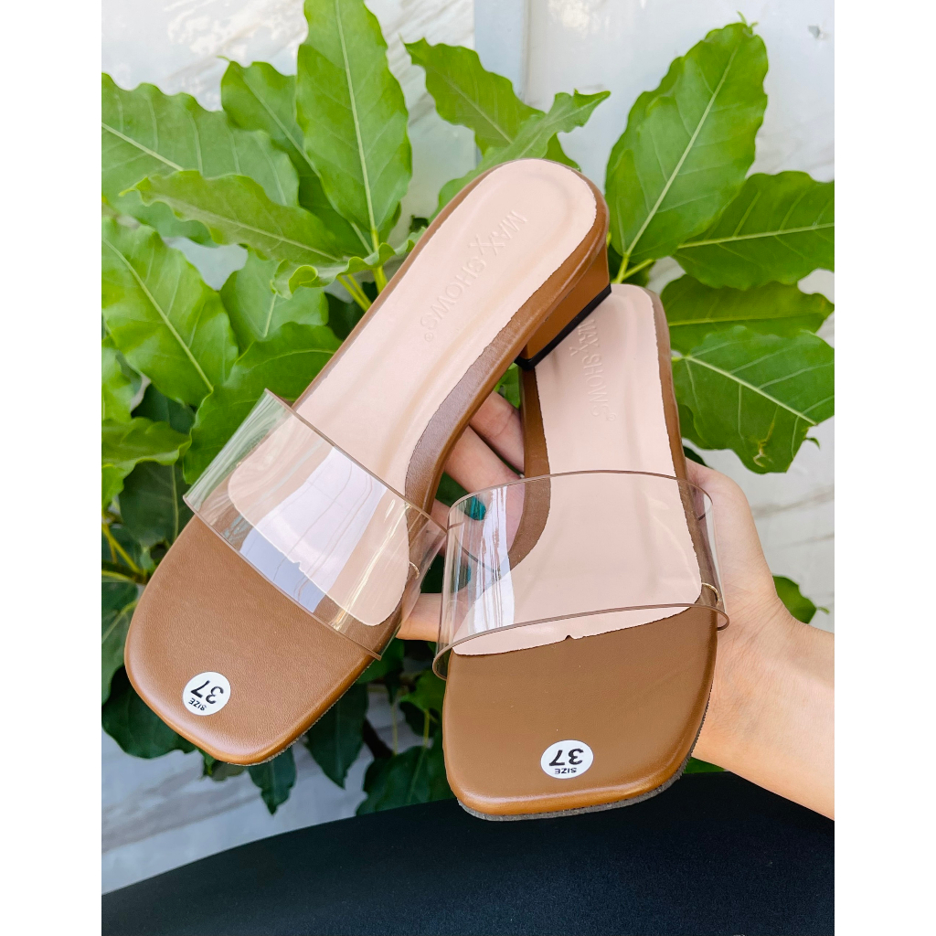 Dép Cao Gót 3P Quai Trong 3 Màu Siêu Đẹp