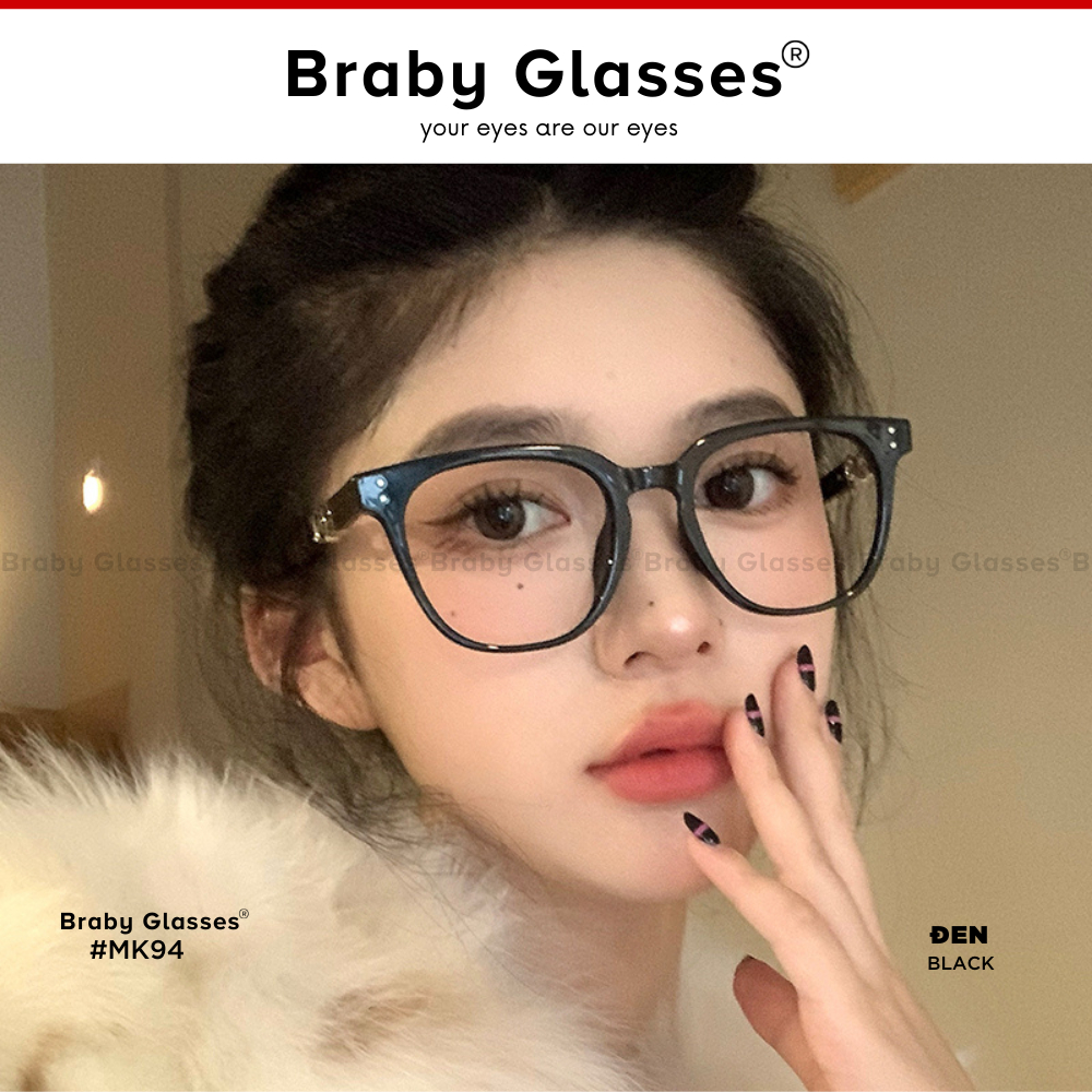 Gọng kính cận mắt vuông nam nữ Braby Glasses chất liệu nhựa acetate trẻ trung cá tính phù hợp mọi dáng mặt MK94
