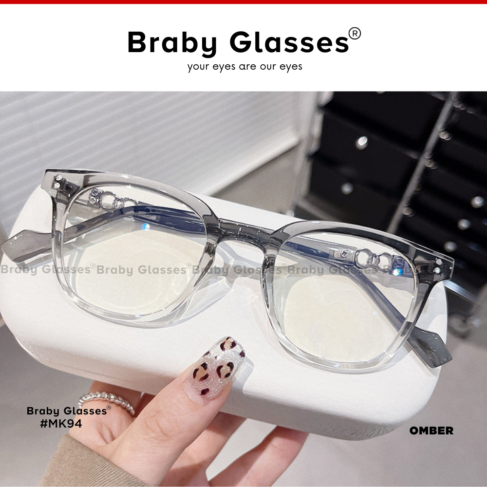 Gọng kính cận mắt vuông nam nữ Braby Glasses chất liệu nhựa acetate trẻ trung cá tính phù hợp mọi dáng mặt MK94