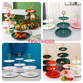 Khay 3 tầng trái cây, Khay để Bánh Kẹo, Hoa Quả 3 Tầng mẫu vuông tròn để bàn tiệc sự kiện event