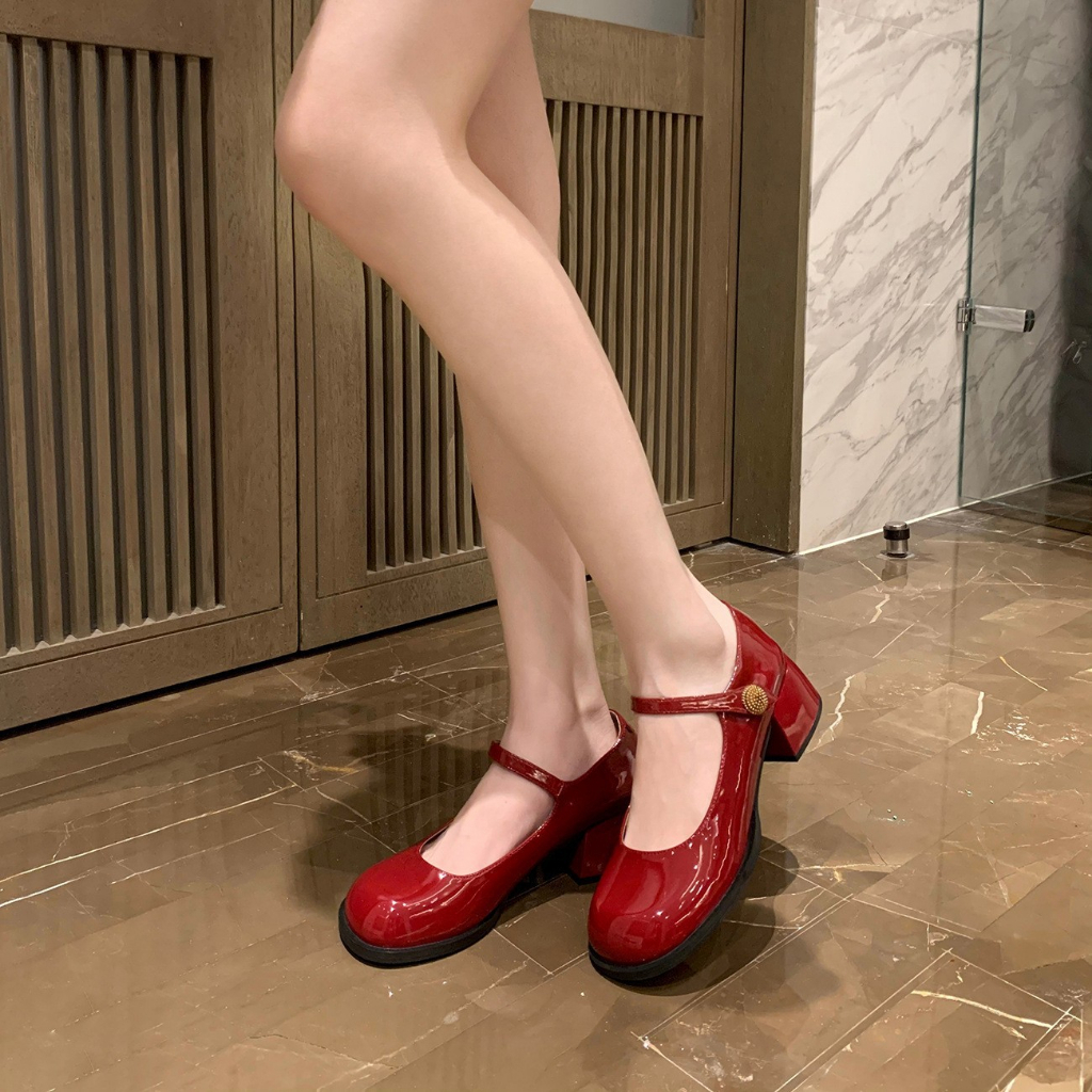 Giày Nữ Mary Jane Kiểu Pháp Retro Đơn Giản Mũi Tròn Khóa Cài Quai Ngang WESTIE STUDIO - A301.GN