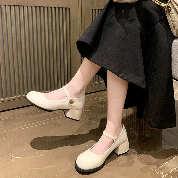 Giày Nữ Mary Jane Kiểu Pháp Retro Đơn Giản Mũi Tròn Khóa Cài Quai Ngang WESTIE STUDIO - A301.GN