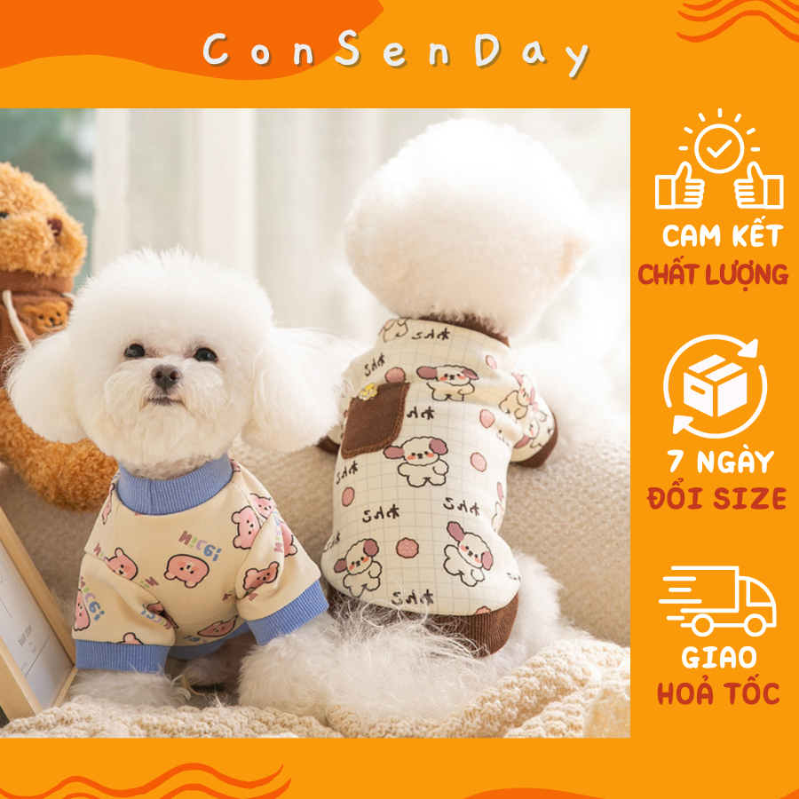 Áo Quần Cho Chó Mèo Consenday Quần Áo Thú Cưng Nỉ Lót Bông Mỏng Co Giãn
