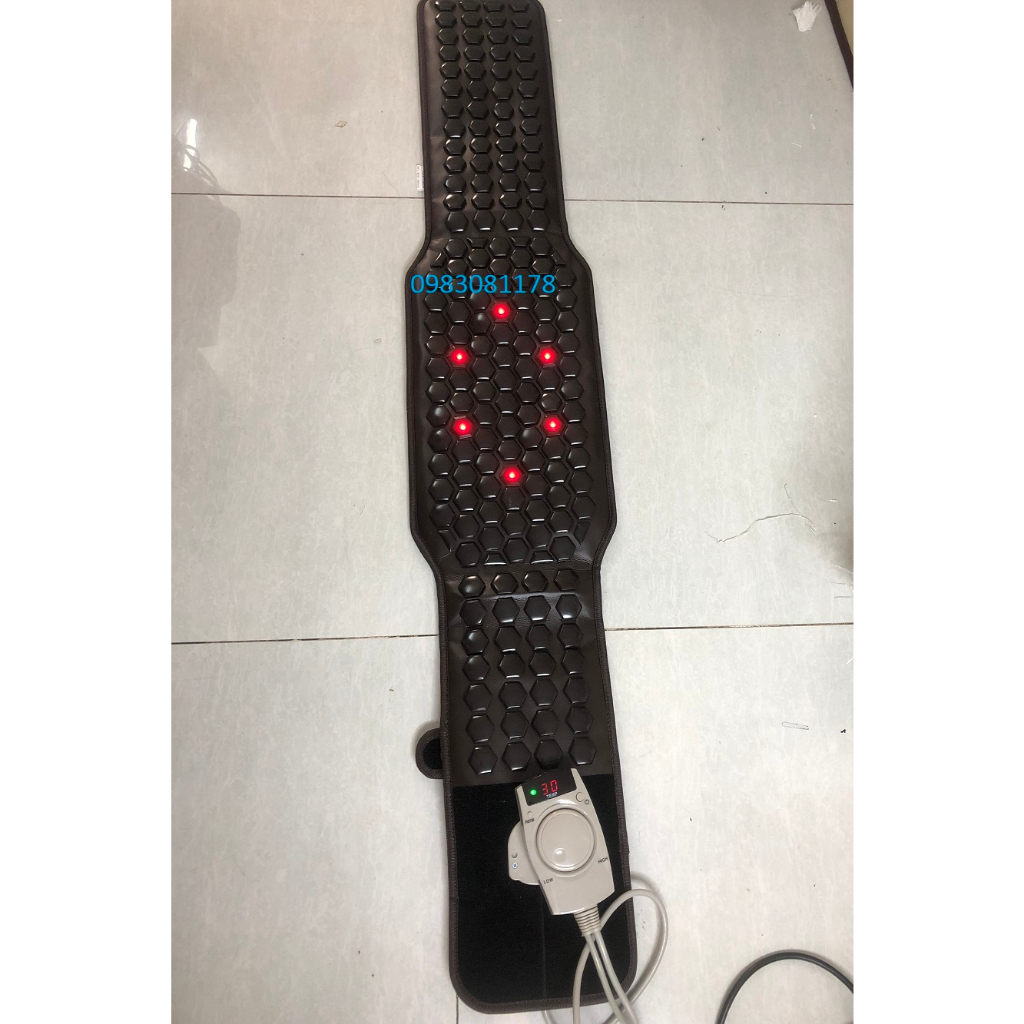 Đai đá nóng trị liệu 135x25, ion âm, hồng ngoại, đèn lazer, giảm đau lưng, hỗ trợ tan mỡ bụng