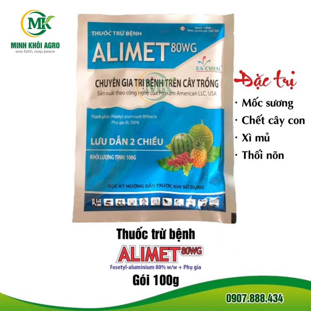 Thuốc trừ bệnh xì mủ, mốc sương, chết héo cây con Alimet 80WG - Gói 100g