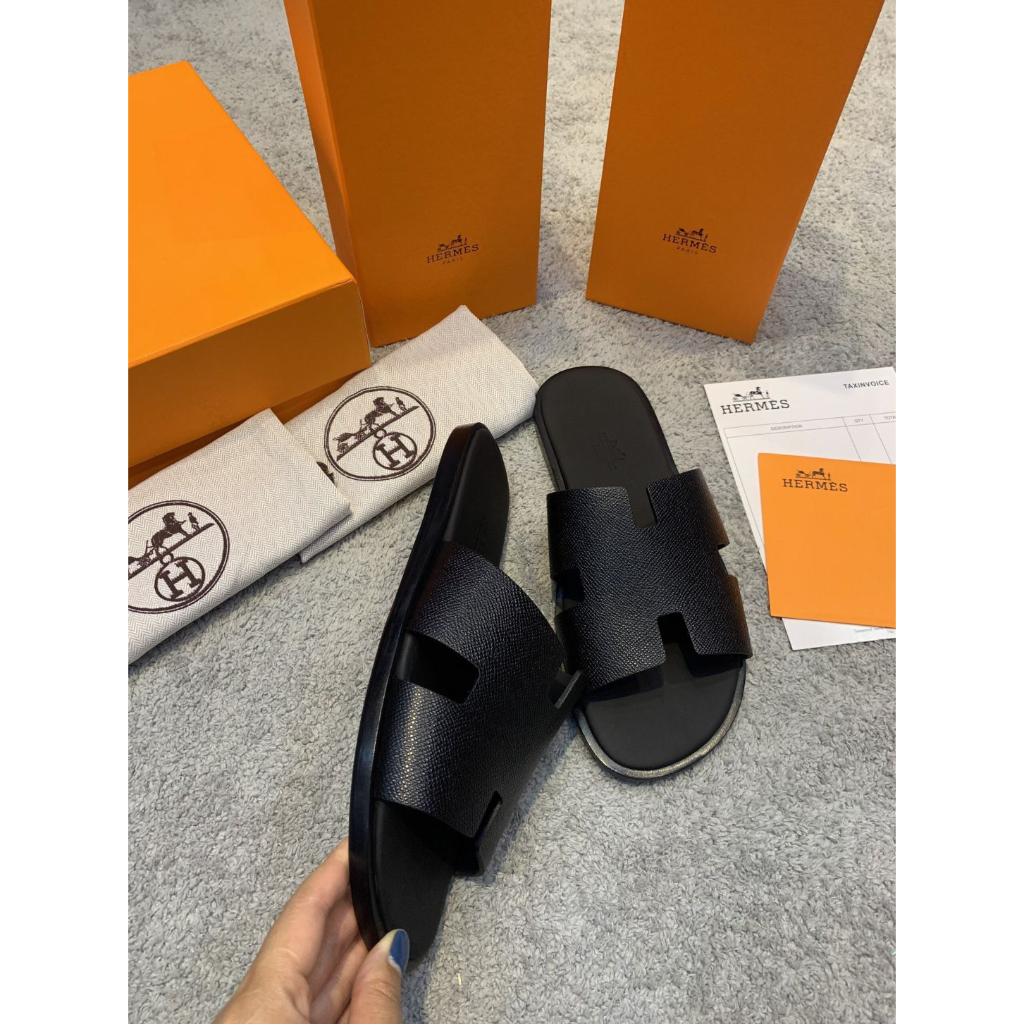 Dép Hermes nam, Dép HM Nam thời trang phong cách, dép quai ngang da thật xin 100%, Size 38-43 full box