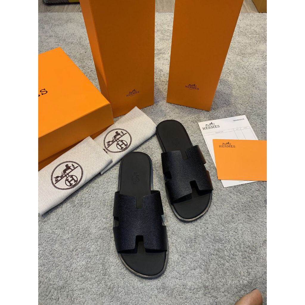 Dép Hermes nam, Dép HM Nam thời trang phong cách, dép quai ngang da thật xin 100%, Size 38-43 full box