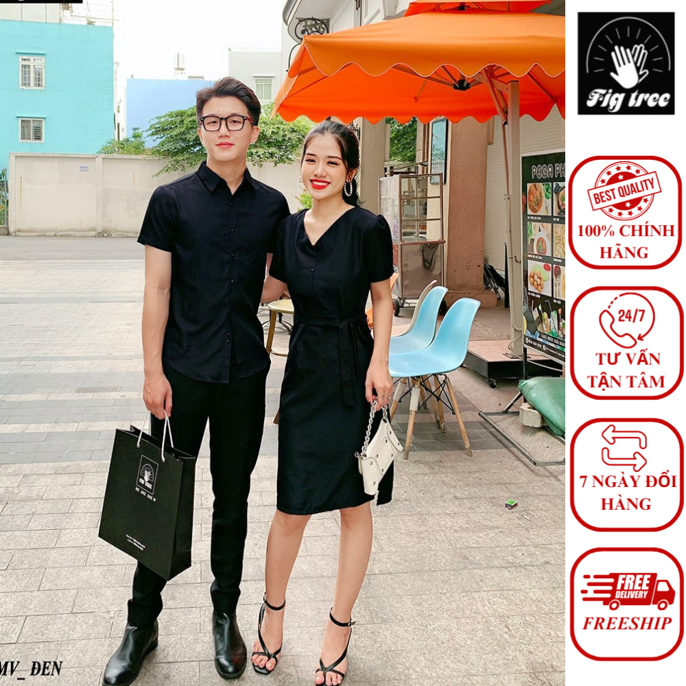 Áo váy đôi màu đen huyền bí hàng thiết kế