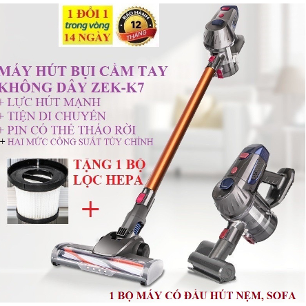 Máy hút bụi cầm tay không dây ZEK-K7 máy hút bụi gia đình giường nệm xe hơi lưc hút siêu mạnh