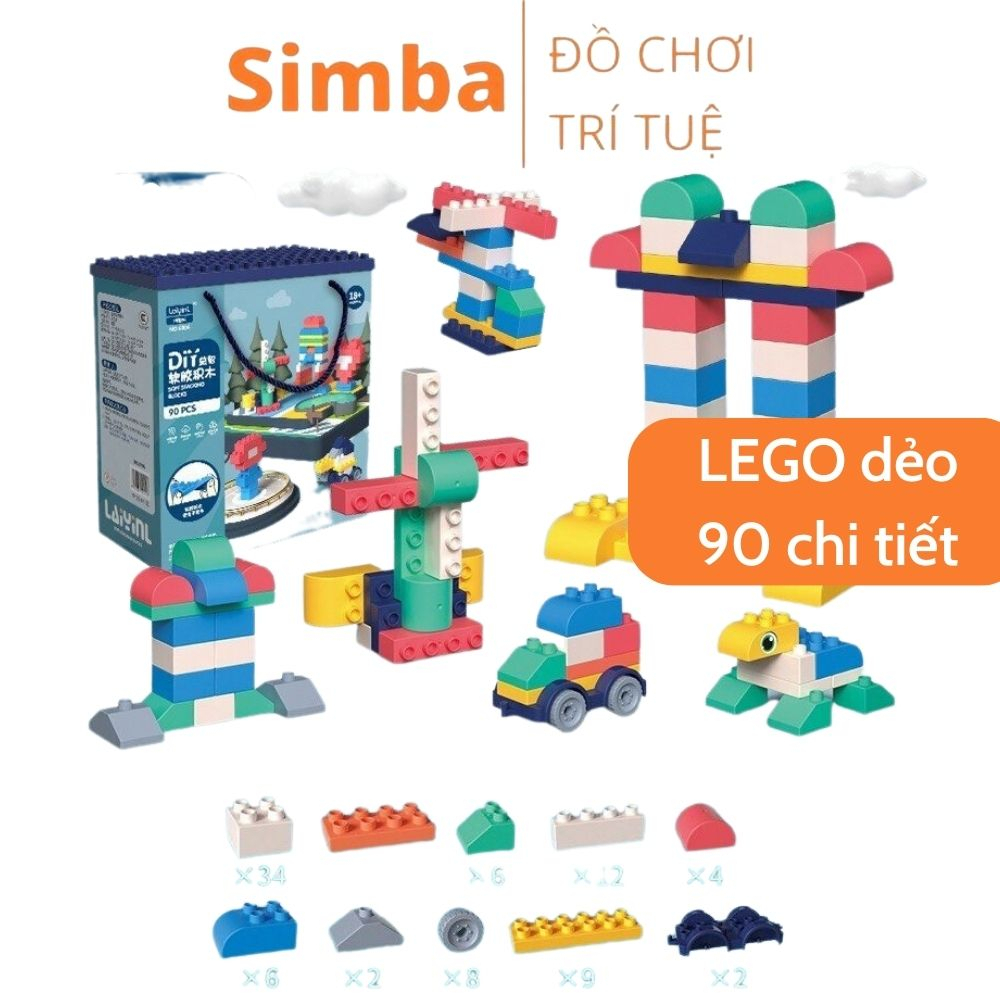 Đồ chơi lắp ghép to nhựa dẻo 90 chi tiết an toàn đồ chơi Simba xếp hình lắp ráp phát triển tư duy cho bé