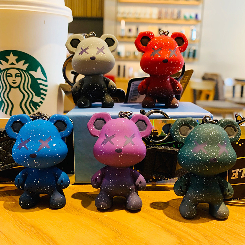 Móc khóa gấu bearbrick chất liệu silicon nhiều mẫu, móc cài cho balo, túi xách, chìa khóa