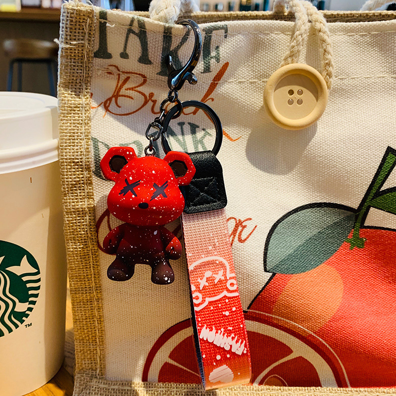 Móc khóa gấu bearbrick chất liệu silicon nhiều mẫu, móc cài cho balo, túi xách, chìa khóa