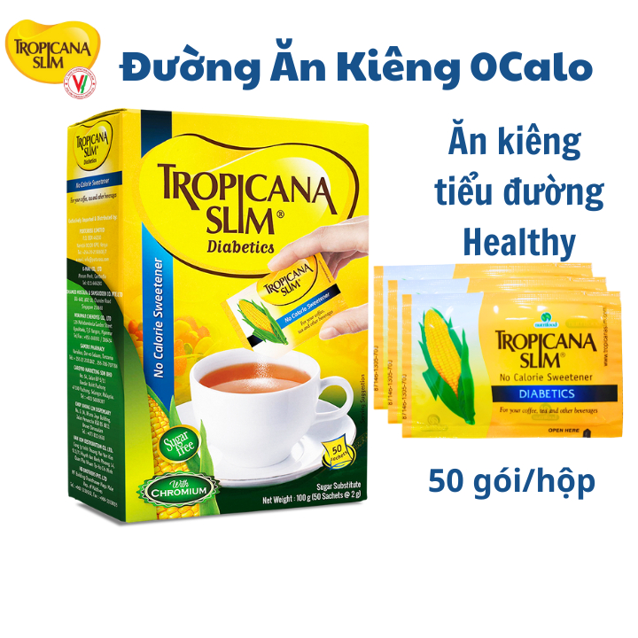 Hộp 50 Gói Đường bắp ăn kiêng không calo Tropicana Slim Diabetics Dành Cho Người Tiểu Đường, Ăn Kiêng Healthy, Eatclean