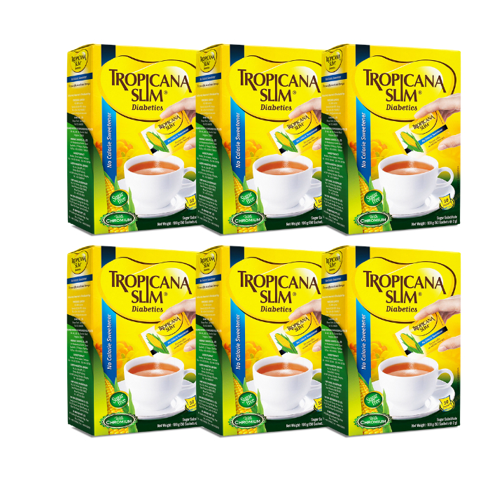 Combo 6 hộp đường bắp ăn kiêng được bổ sung thêm Chromium không calo Tropicana Slim Diabetics 100g (50 x 2g)