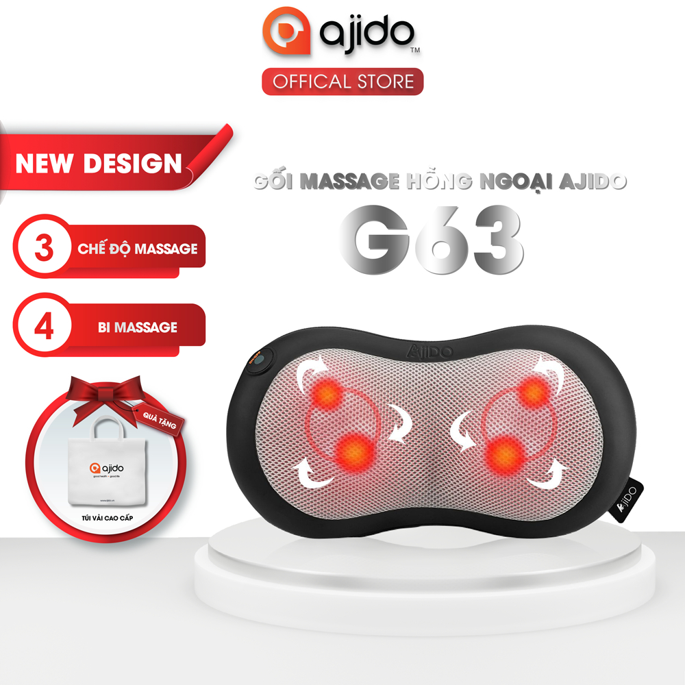 Gối Massage Hồng Ngoại Đa Năng AjiDO AJ - G63, Mát Xa Cổ Vai Gáy - Lưng - Toàn Thân, Giảm Đau Thư Giãn Hiệu Quả