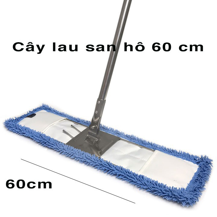 Chổi Lau Nhà Công Nghiệp Inox 304, Chổi Lau San Hô Bông Dài 60cm Cán Xoay 360 Độ