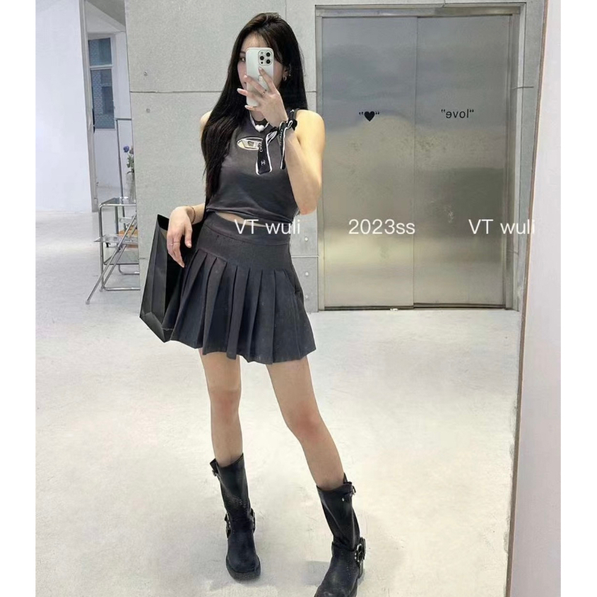 Set áo thun balo áo cotton ôm body + chân váy xinh xếp ly dạo phố QCCC đáng yêu Bối Shop SP003725
