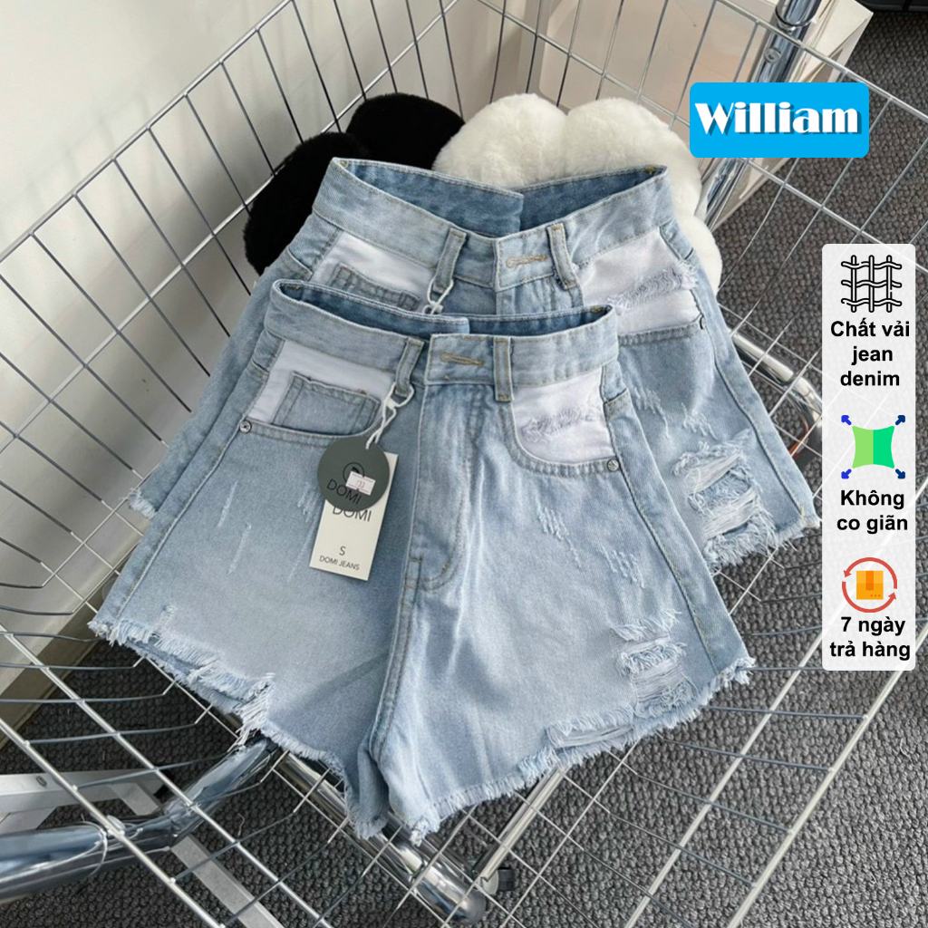 Quần short jean nữ rách tua rua thời trang William - AT288