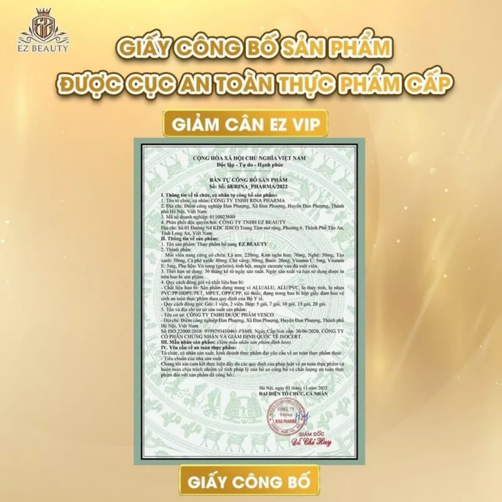 🍭 Mẫu Mới Giảm Cân EZVIP Hộp 10 Viên Cho Cơ Địa Lì Khó Giảm