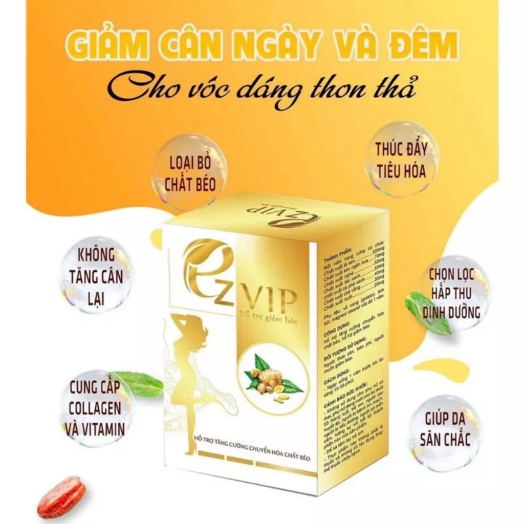 💋 Giảm Cân EZVIP Cho Cơ Địa Lì Cỡ Nào Cũng Giảm Hộp 10 VIên