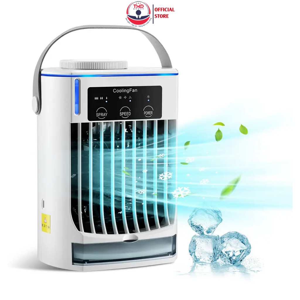 Quạt điều hoà để bàn TMD GROUP cao cấp 500ml - Nâng cấp động cơ mạnh DC-12v, 3 tốc độ gió mạnh, phun hơi đều, có led