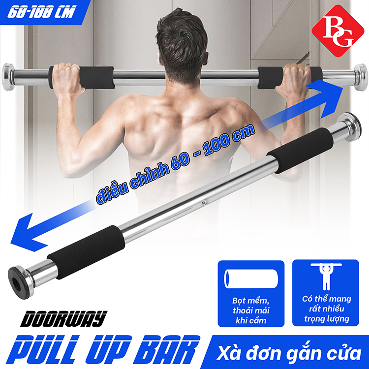 BG Xà đơn treo tường cao cấp gắn cửa độ dài tùy chỉnh từ 60-150cm ( 3 size)